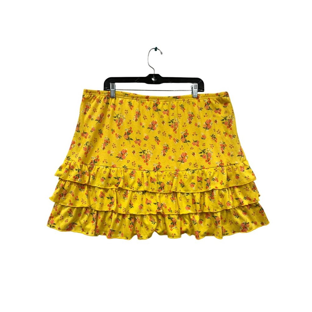 Women’s 3XL Joie & Joy Yellow Floral Ruffle Tiered Skirt #6311